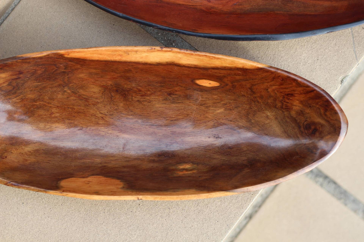 Set of 2 Beautiful Wood grain Bowls. 1 Made from ironwood, 1 made from Teak wood. African table centerpieces. Mozambique handmade Art Decor