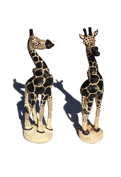 White Olive Wood painted Giraffe Herd standing figurines. Zambian Carved Artwork. Home/office decor, African animals gifts ready to Ship