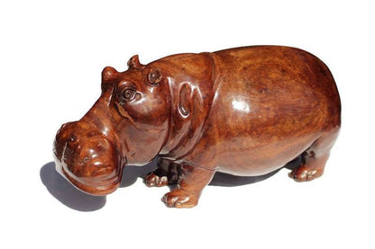 Extra Large Lifelike smooth Ironwood Hippopotamus Masterpiece. African Hand carved Hippo Art figurine / Decor. Weighs 14kgs, 50×26×22cm.