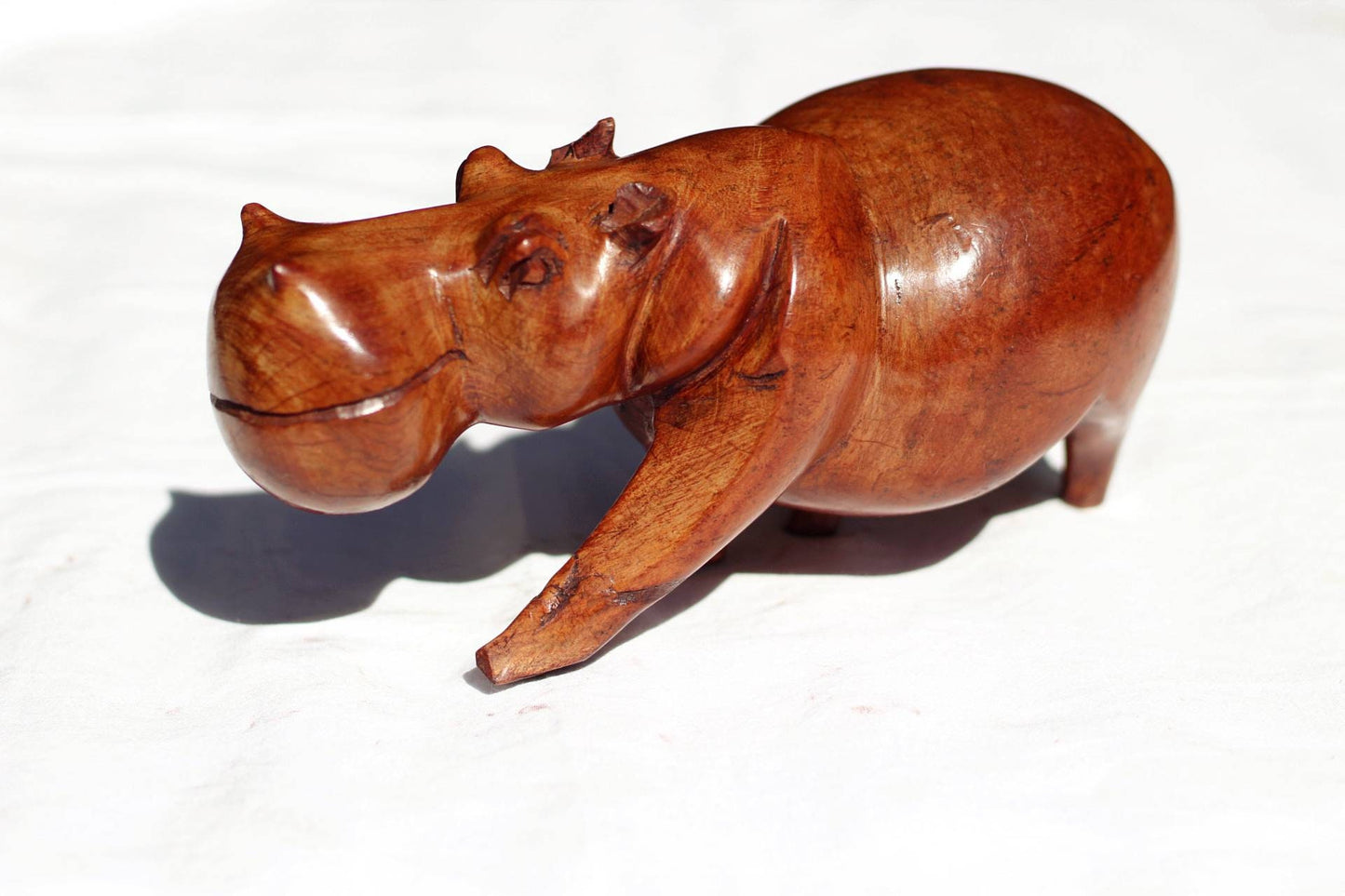 One of a kind Mukwa Wood Hand Carved Hippo Art figurine. Moto Moto Smooth Brown Hippopotamus. Unique African Handmade gift, ready to Ship