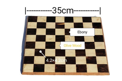 African Themed Chess Set, Malawian Handcarved 14"x14" board. Ebony, Olive and Mahogany wood Souvenir. Ready to Ship Gaming Board Gift