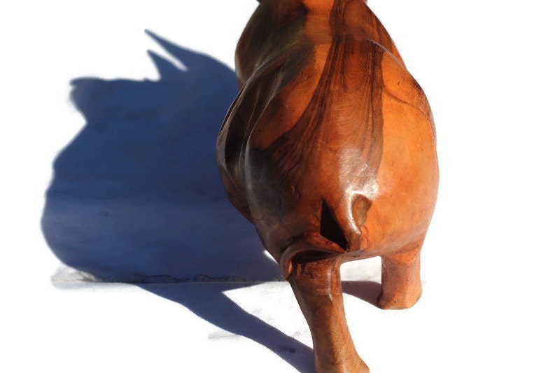 Long Horn Handcarved Smooth Mukwa Wood Rhino Sculpture. Zimbabwean style Rhinoceros figurines. Unique African animals gifts Ready to Ship