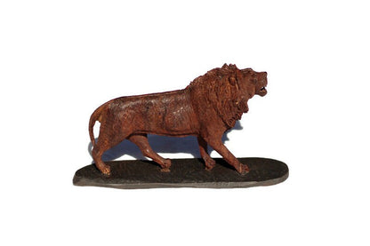 Fine Art Lifelike Lion King Handcarved Ironwood Masterpiece. Zimbabwean fully detailed handmade Walking/Roaring figurine. African Art Decor