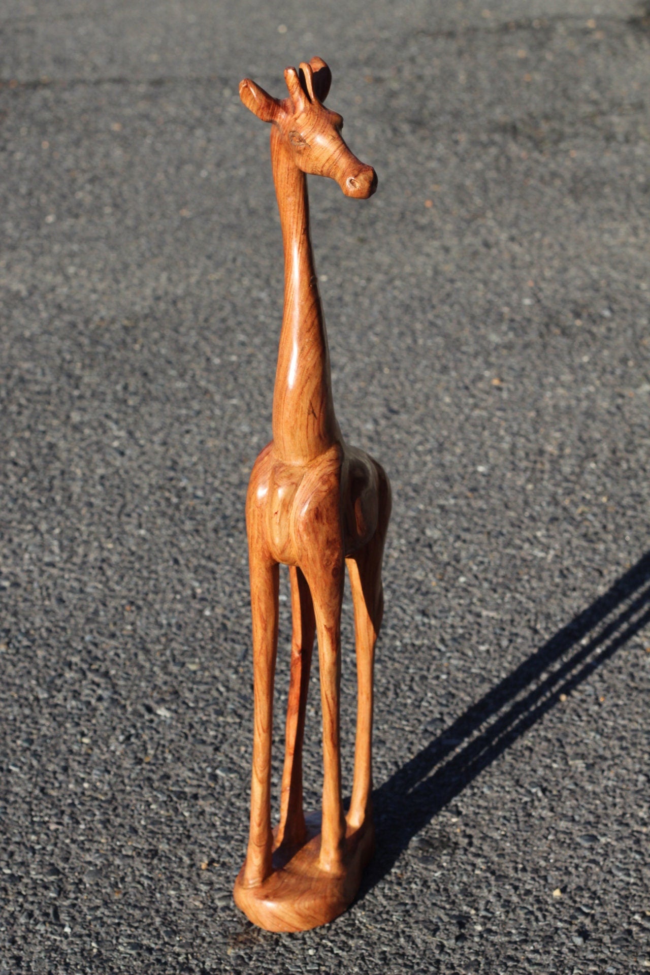 Fine Art Smooth Teak Wood Giraffe standing figurine. Tall Zambian Carved Art Sculpture. Home/office decor Unique African animals Art gifts