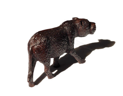 Dark Brown Ironwood Handcarved Leopard figurine. Zimbabwean Lifelike Carving.I love cats gifts, Big Five Animals. Express Shipping Worldwide