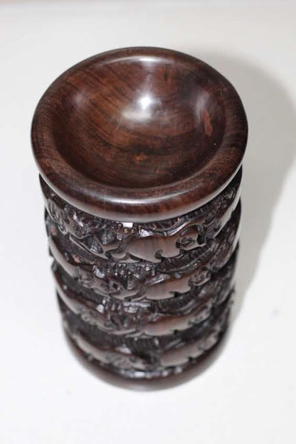 African Big 5 Iron Wood 4 Tier Ostrich Egg Lamp Stand. Malawian Handcarved Ornament Stand. Unique Safari Art Gifts Decor, Ready to Ship