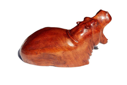 Mahogany Wood Life like Sitting Mouth opening Hippopotamus Masterpiece. African Handcarved Hippo Art. Safari decor gifts ready to Ship.