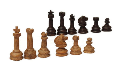 African Handcarved Classic English Chess Pieces. Mahogany and Ebony Wood combination. Staunton Pattern gaming gift, pieces only, No Board