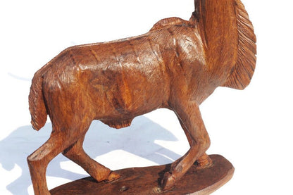 Fine Art Eland / Kudu Ironwood Handcarved figurine. Zimbabwean Antelope Carving. Detailed Safari Animal Masterpiece with Mid Brown Polish.