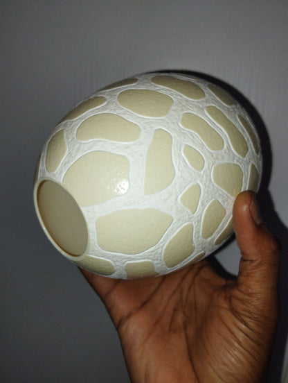 Giraffe Spots hand carved on an Authentic Ostrich Egg Shell. Animal print Lampshades, Home Decor lighting. African Art Gifts Ready to Ship.