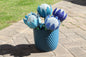 Set of 5 Beaded Shades of Blue Protea Flowers by Job Guwhe. Home, Office, Wedding, Party Decor. Vase Not Included, ready to Ship Gifts.