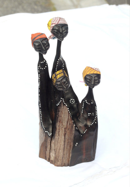 Mozambiquean Ebony Wood Women Art. Handcarved Interior Decor Sculptures.  Dark brown hardwood figurines. South African Housewarming gifts