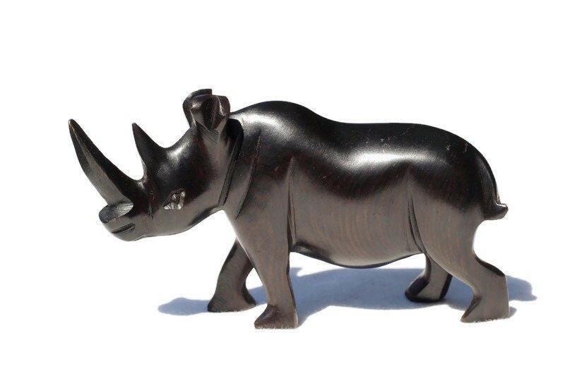 Set of 3 Smooth Carved Genuine Ebony Wood Rhino figurines. Zambian Decor Sculptures . African Big 5 thank you/ Christmas gifts ready to Ship