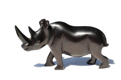 Set of 3 Smooth Carved Genuine Ebony Wood Rhino figurines. Zambian Decor Sculptures . African Big 5 thank you/ Christmas gifts ready to Ship