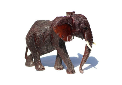 26cm Life like Walking Elephant Ironwood Sculpture. Zimbabwean hand carved fully detailed art figurine. African Big Five gifts ready to Ship