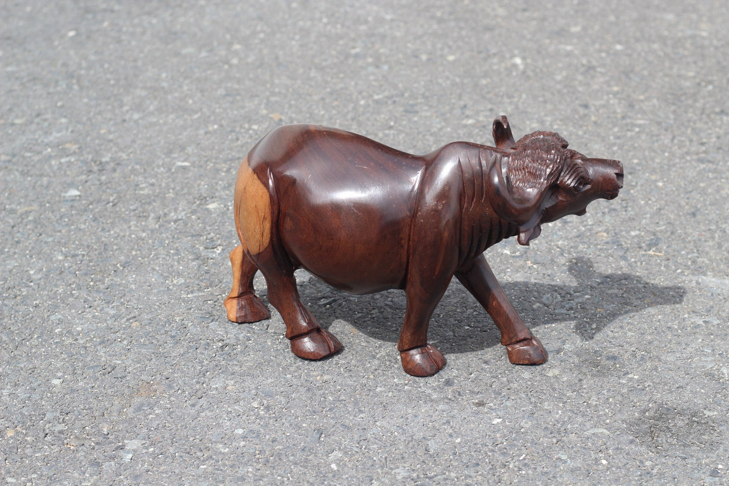 Fine Art Smooth Ironwood Walking Water Buffalo Masterpiece. Zimbabwe Handcarved Action life like African Decor. Ready to ship Christmas Gift