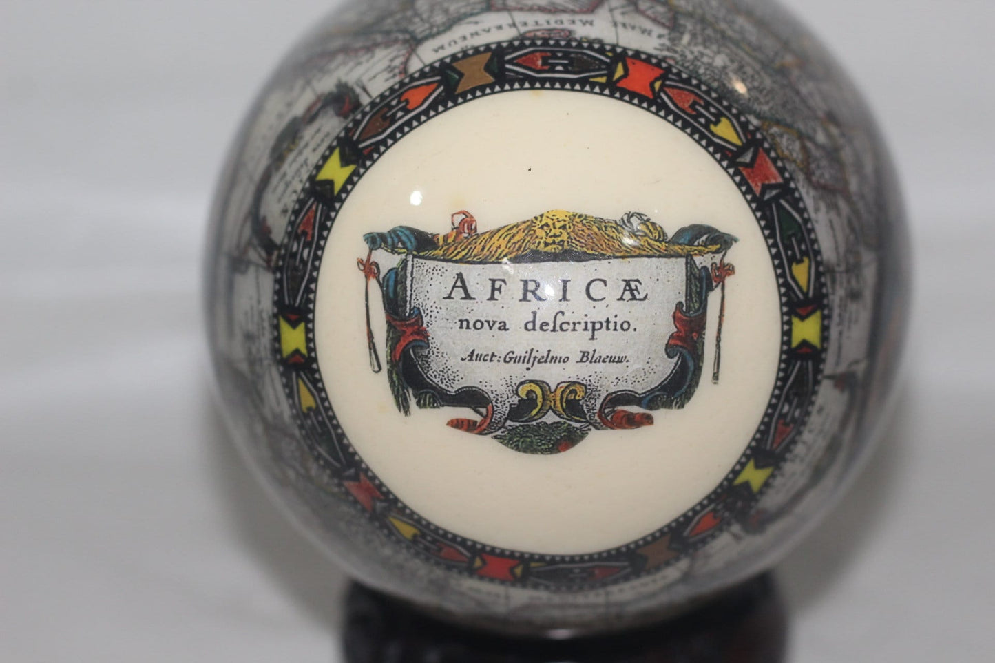 Ndebele Print Decoupage Ostrich Egg Shell with Big Five Animals, Black and White African Map. Unique Christmas Gifts Ready to Ship.