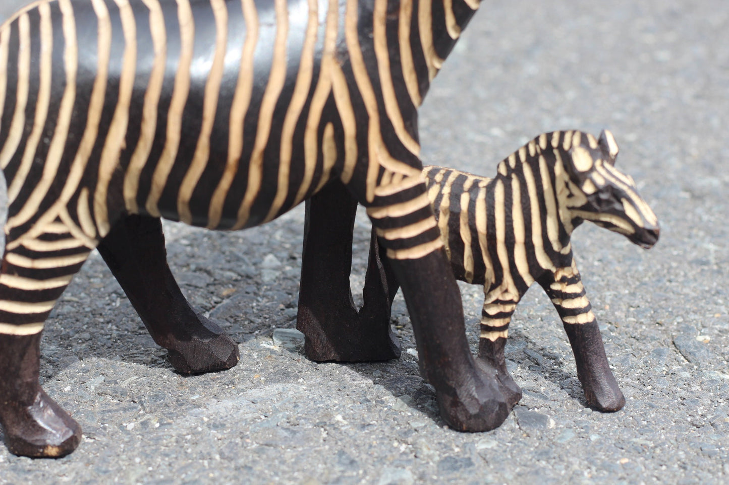 Mother Zebra and Foal Inner Olive Wood Carved and Gouged Figurine. Life like African Safari Decor Sculpture for home/office. Ready to Ship