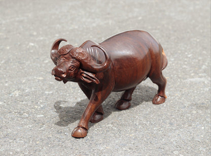 Fine Art Smooth Ironwood Walking Water Buffalo Masterpiece. Zimbabwe Handcarved Action life like African Decor. Ready to ship Christmas Gift