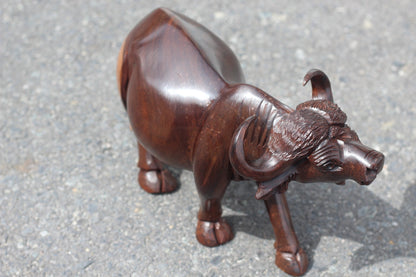 Fine Art Smooth Ironwood Walking Water Buffalo Masterpiece. Zimbabwe Handcarved Action life like African Decor. Ready to ship Christmas Gift