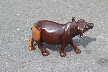 Fine Art Smooth Ironwood Walking Water Buffalo Masterpiece. Zimbabwe Handcarved Action life like African Decor. Ready to ship Christmas Gift