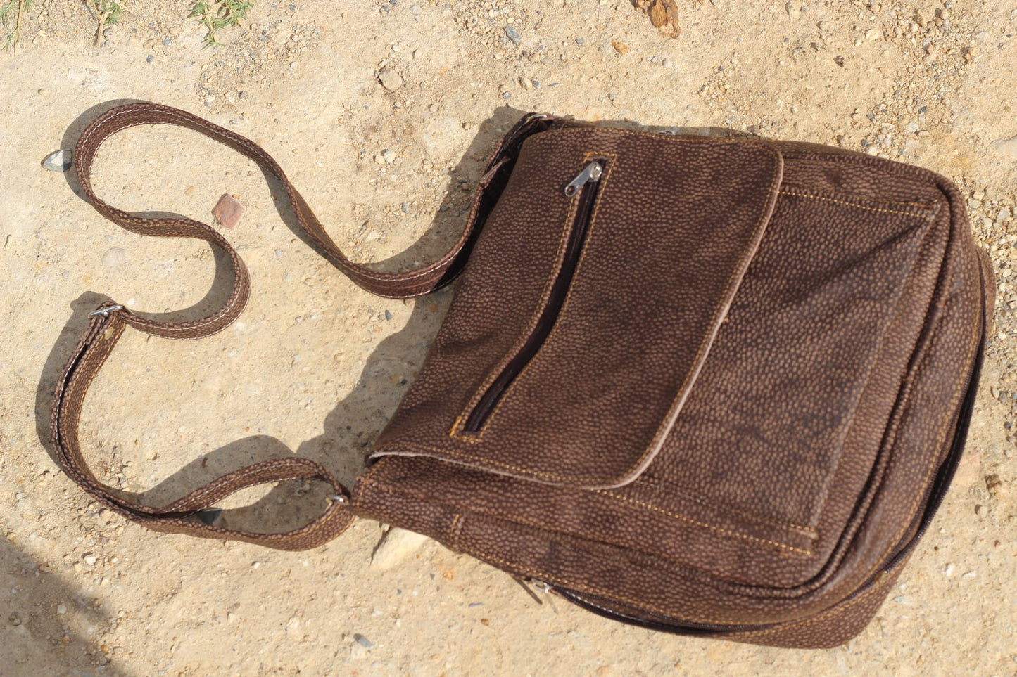 Brown Buffalo and Cow Leather Slingbag /Handbags, with adjustable straps. Original Leather African animal themed bag. 30cm x 30cm Gifts