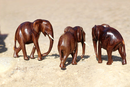 Zambian style New design Iron wood Walking Lifelike elephant figurines. Smooth Carved animal sculpture for home deco,African art gift.