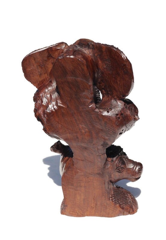 Ironwood smooth Bulky Carved lifelike Big Five heads art. Elephant, Lion, Leopard, Buffalo, Rhino head. Ready to Ship African art gift