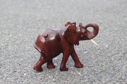 Smooth Fine Art Zimbabwe Hand Carved Elephant ironwood interior/Office Décor. Unique African gifts. Walking Trunk Up elephant. Ready to Ship