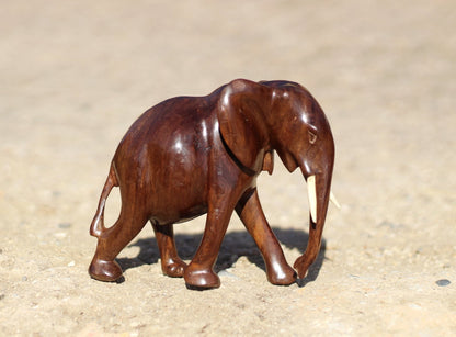 Zambian style New design Iron wood Walking Lifelike elephant figurines. Smooth Carved animal sculpture for home deco,African art gift.