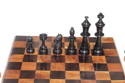 Extra Large Classic English Chess Set. African Handmade Ebony, Mahogany, Mubanga Wood board game Gift. Malawi Handcarved Chessboard art Deco