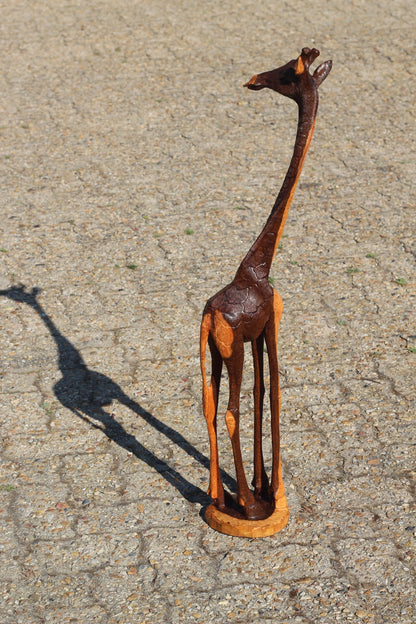 33" Tall Fine Art Lifelike Iron Wood Giraffe Lovers figurines. Zimbabwe Carved Sculpture. Unique Home/office decor. African Christmas Gift