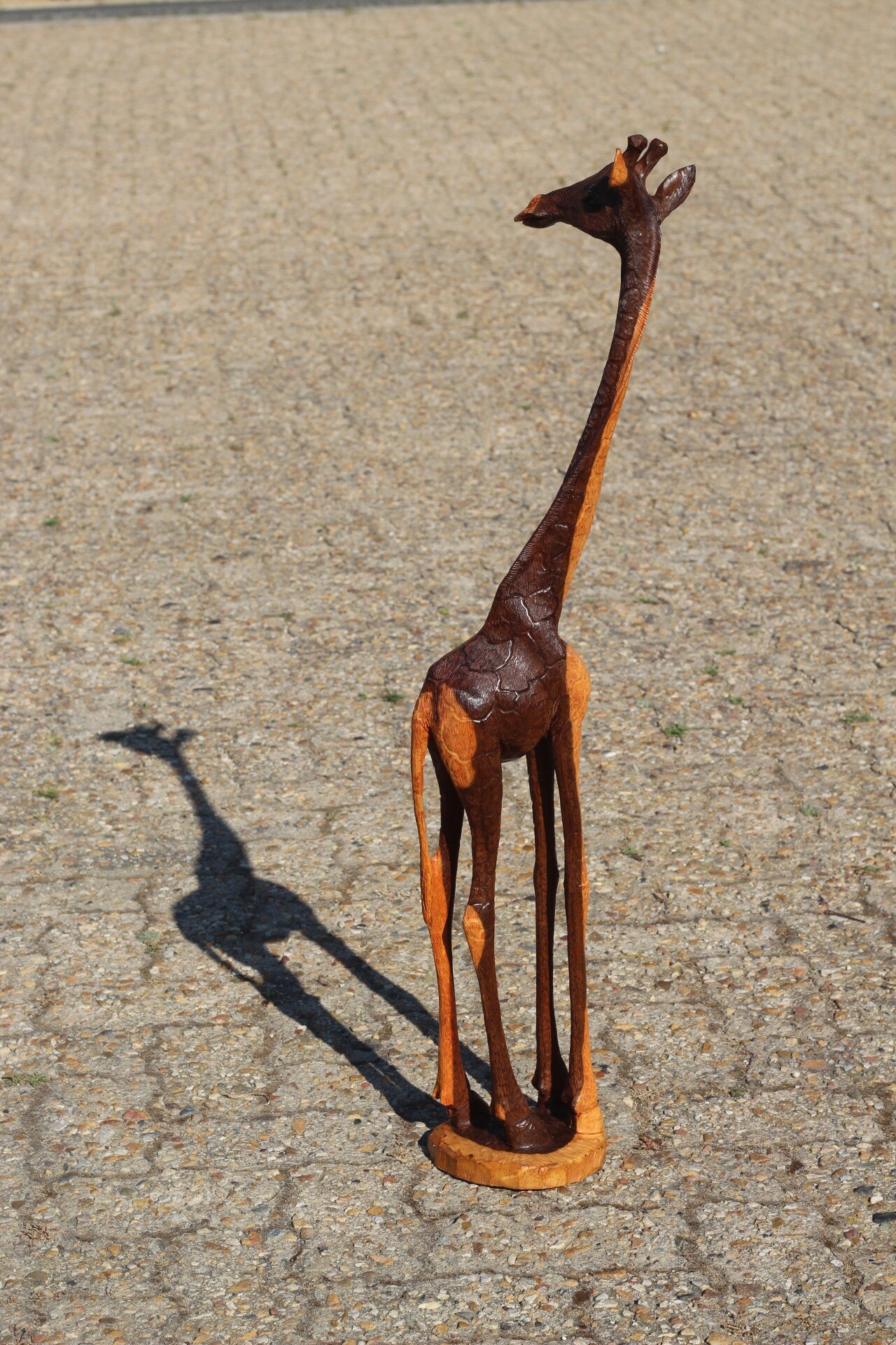 33" Tall Fine Art Lifelike Iron Wood Giraffe Lovers figurines. Zimbabwe Carved Sculpture. Unique Home/office decor. African Christmas Gift