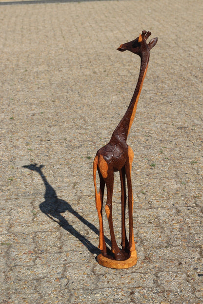 33" Tall Fine Art Lifelike Iron Wood Giraffe Lovers figurines. Zimbabwe Carved Sculpture. Unique Home/office decor. African Christmas Gift