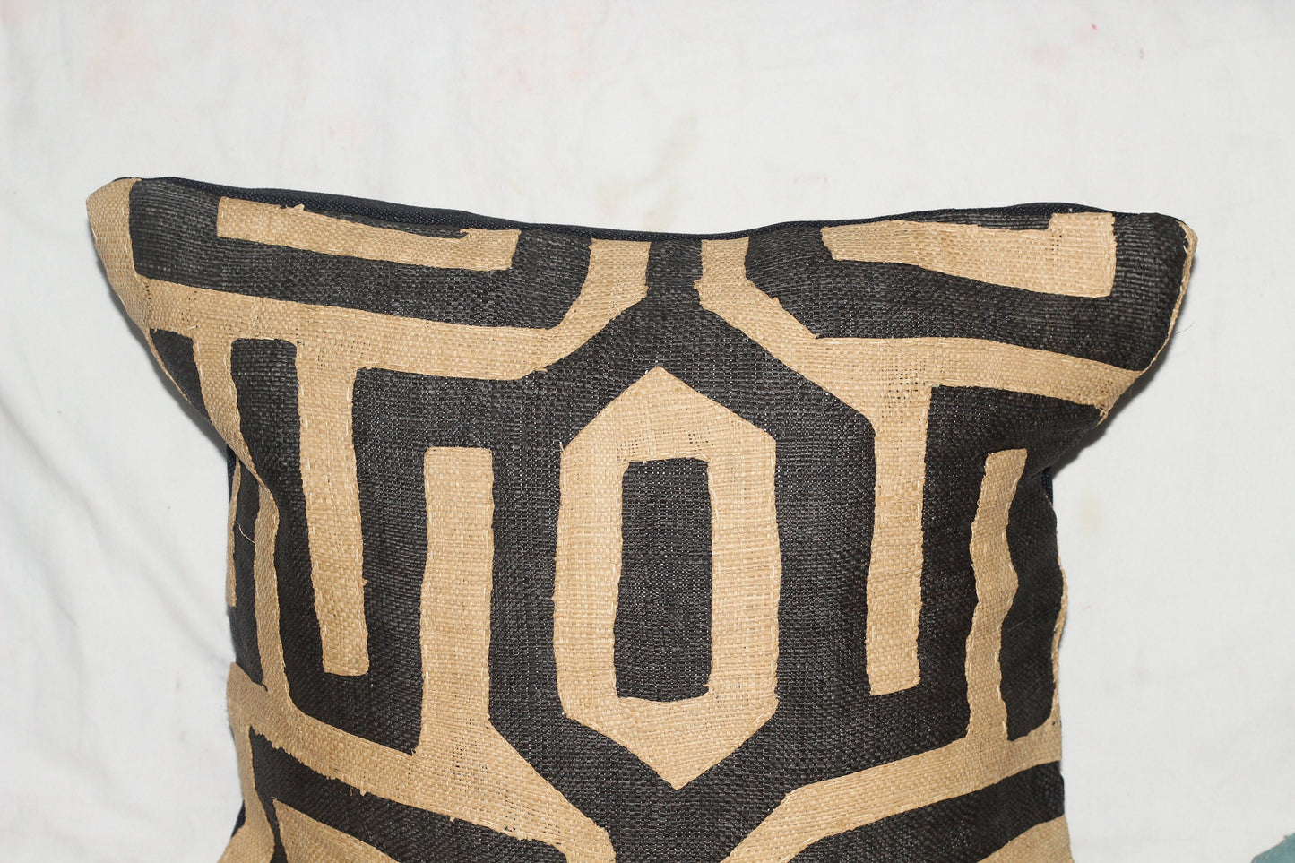 Handwoven Congolese Kuba Clothe Cushion Cover/ Pillow case made from raffia palm fibers.  Ready to Ship Home / Office Decor African Gifts