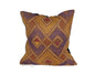 20" Authentic showa Kuba clothe pillow case. Brown, Yellow, Beige and Purple Congolese Rafia Cushion cover. African Gifts Home/Office decor