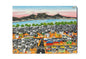 90×45cm Large Pink and Blue skies 3D South African Townships painting on Chip board. Unique Wall Decor, Cape Town, Ocean, Table Mountain art