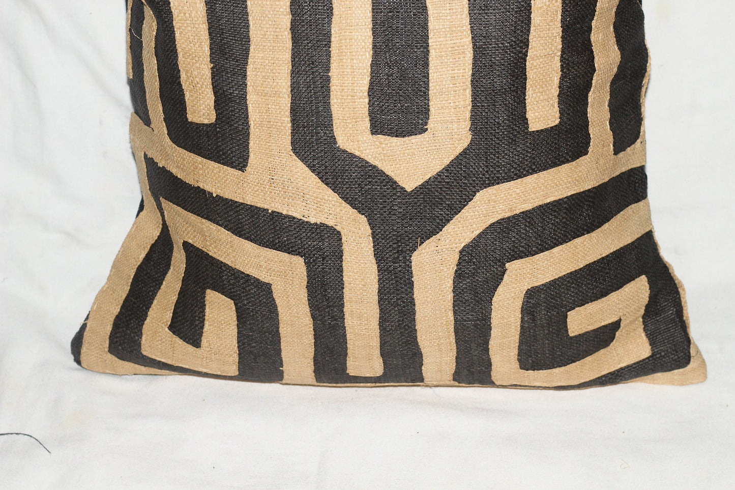 Handwoven Congolese Kuba Clothe Cushion Cover/ Pillow case made from raffia palm fibers.  Ready to Ship Home / Office Decor African Gifts