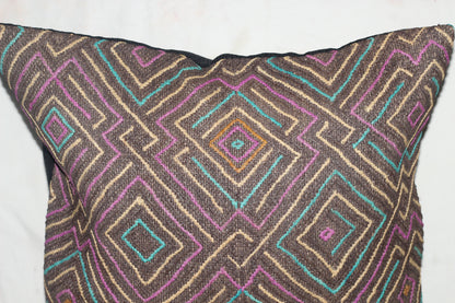 Authentic showa Kuba clothe pillow case. Grey, Purple, Beige, Blue Congolese Rafia Unique Cushion cover. African Art Gifts Home/Office decor