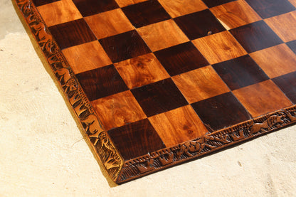 Extra Large 25" Malawian Handcarved Chess Set with African Big 5 Safari Animal pieces. Handmade Ebony, Mahogany Wood board game Art Gift