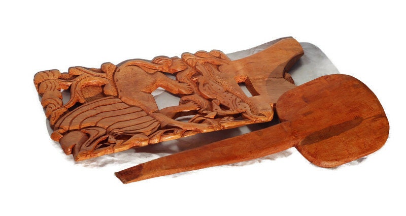 Medium Sized African Polished Foldable chair. Malawian Mahogany Carved Roaring Lion and Sleeping Antelope. Home /Office Art decor gifts