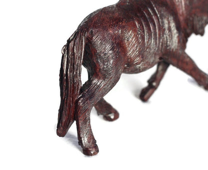 Dark Brown Fine Art Wildebeest Ironwood Handcarved African Mini figurine. Zimbabwean Antelope Carving. Walking lifelike bull. Ready to Ship