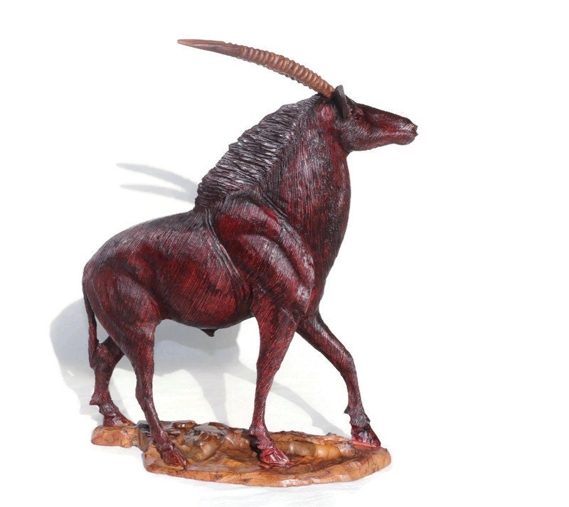 Large Fine Art Sable Ironwood Handcarved figurine. Zimbabwean Giant Antelope Carving. Detailed Safari Animal Masterpiece. Ready to Ship gift