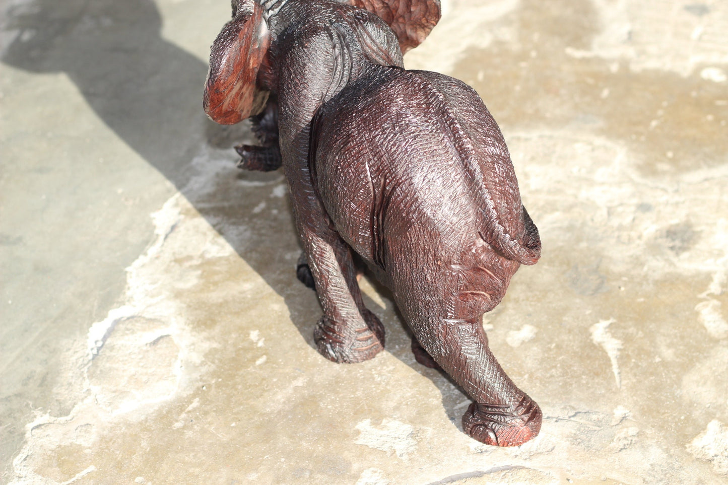 Walking Large Fine Art Dark Brown Elephant Ironwood Sculpture. Zimbabwean handcarved fully detailed lifelike figurines. African Décor gifts.