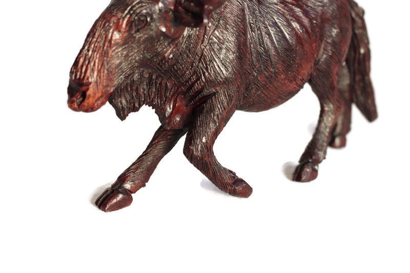 Dark Brown Fine Art Wildebeest Ironwood Handcarved African Mini figurine. Zimbabwean Antelope Carving. Walking lifelike bull. Ready to Ship