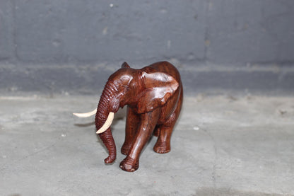 Smooth fine art carved Ironwood Elephant Sculpture. Zimbabwean lifelike Safari Animal figurine. Unique African Big 5 gift Ready to Ship