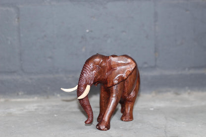 Smooth fine art carved Ironwood Elephant Sculpture. Zimbabwean lifelike Safari Animal figurine. Unique African Big 5 gift Ready to Ship