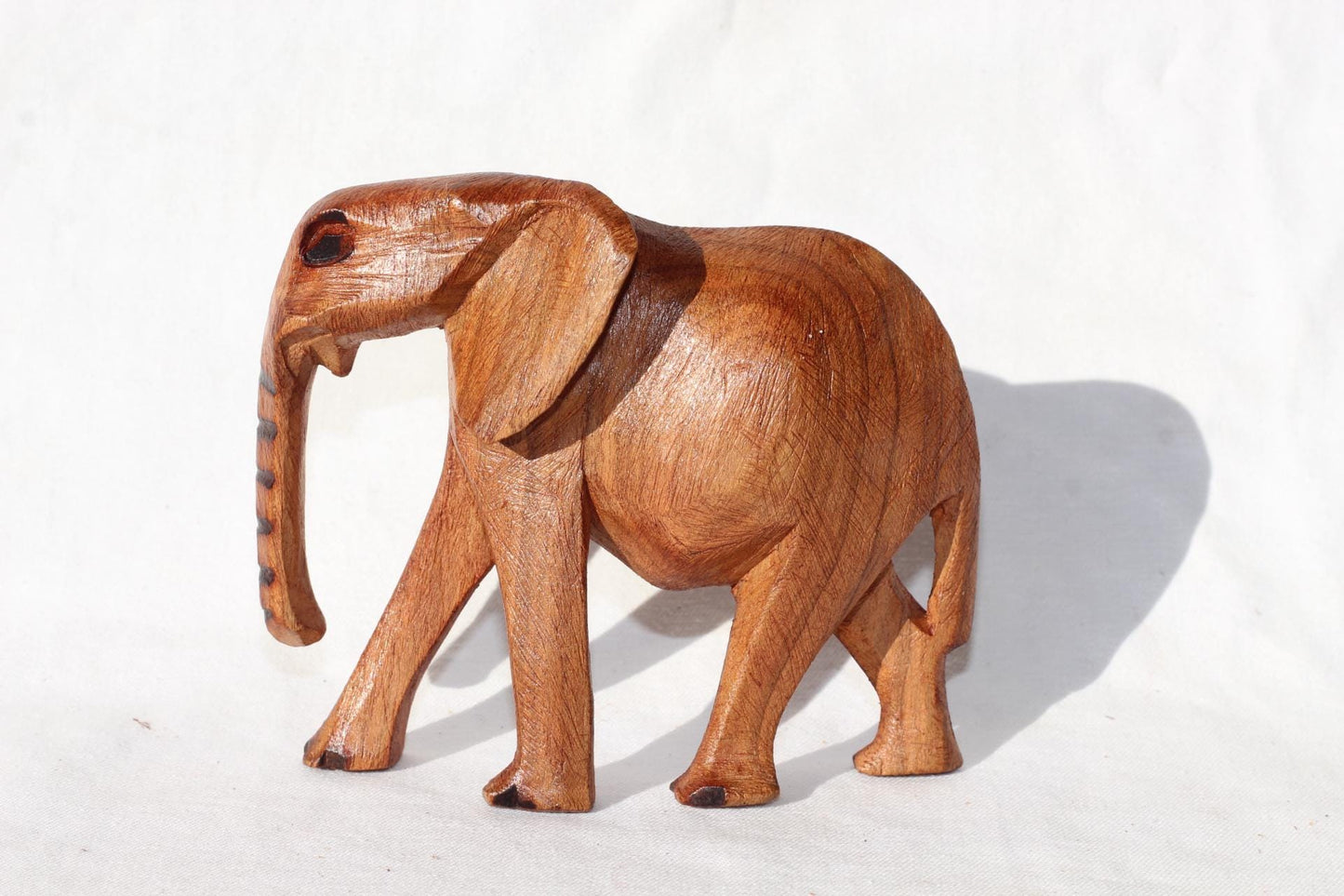 Set of 4 Hand Carved Elephant Herd Olive wood. Light brown polished African art Souvenirs, unique housewarming gift. Ready to Ship Worldwide