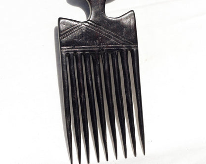 Genuine Ebony wood Seating Eating Baboon Tanzanian Handcarved Afro Pick. African Art comb gift. Used in the olden days as a symbol of love