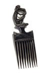Genuine Ebony wood Seating Eating Baboon Tanzanian Handcarved Afro Pick. African Art comb gift. Used in the olden days as a symbol of love